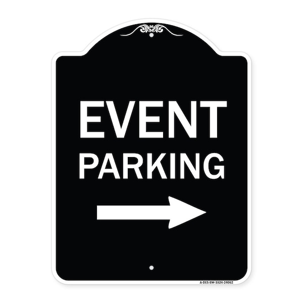 Event Parking W/ Left Right Arrow Heavy-Gauge Aluminum Architectural Sign, 24" x 18", BW-1824-24062